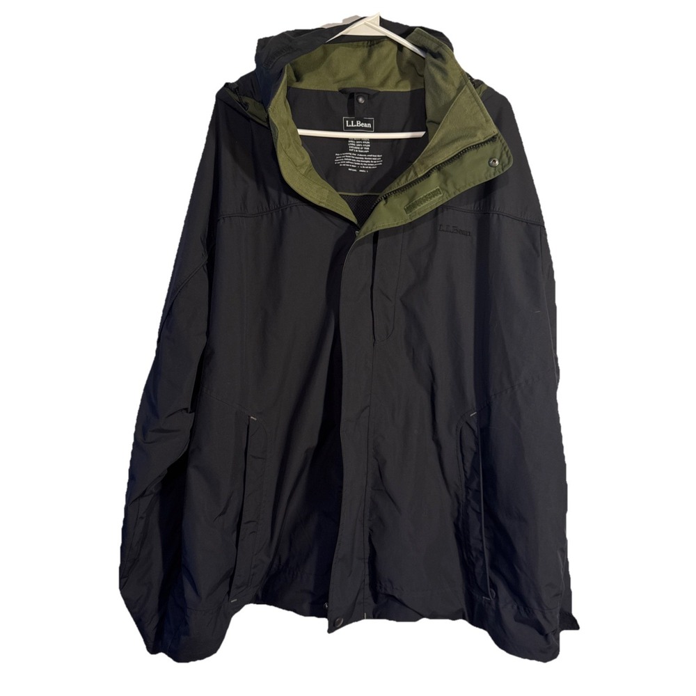 L.L Bean‎ Men's Black/Green Lightweight Jacket (Missing Removable Lining) XL GUC